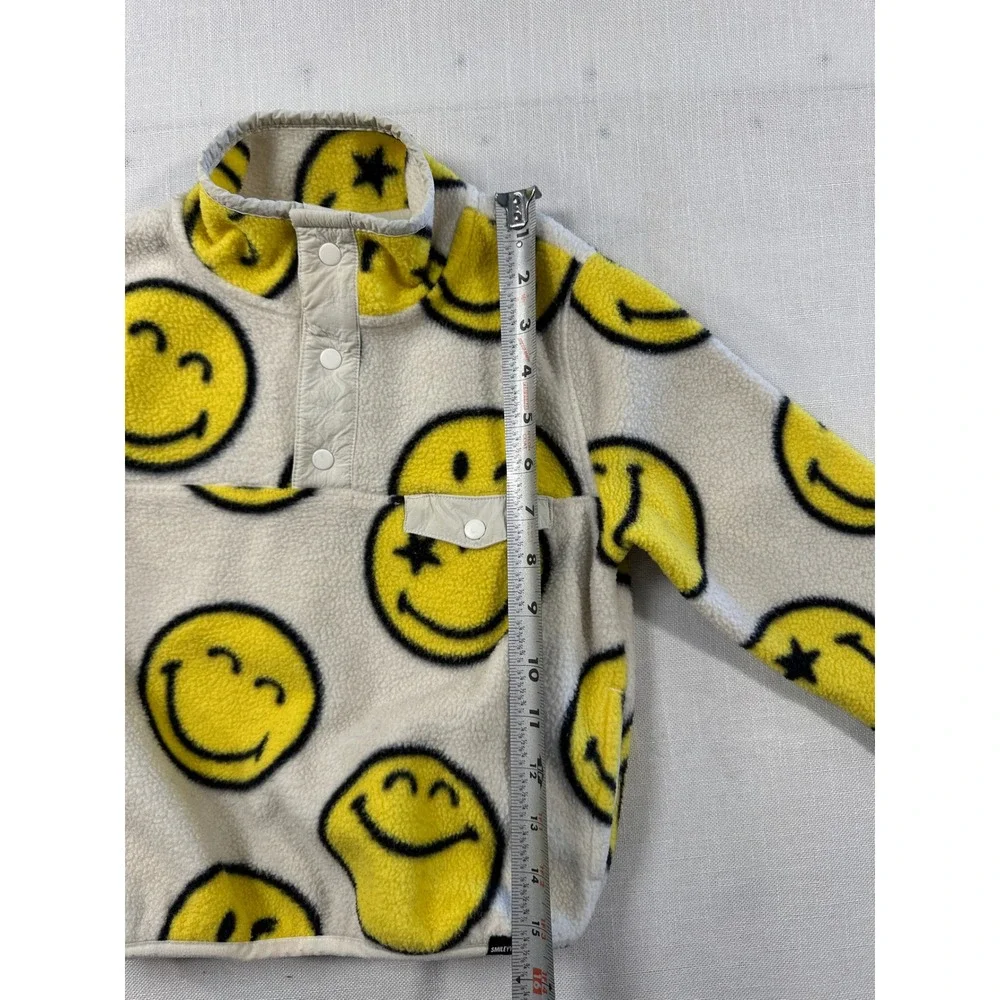 Baby Gap SmileyWorld Fleece Pullover Kids 5T Yellow Smiley Face Snap Mock Neck